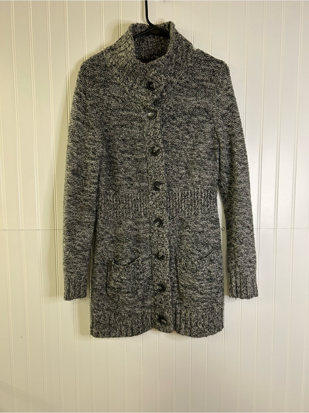 Merona Cozy Marled Gray Button-Front Women's Sweater Cardigan Size Medium